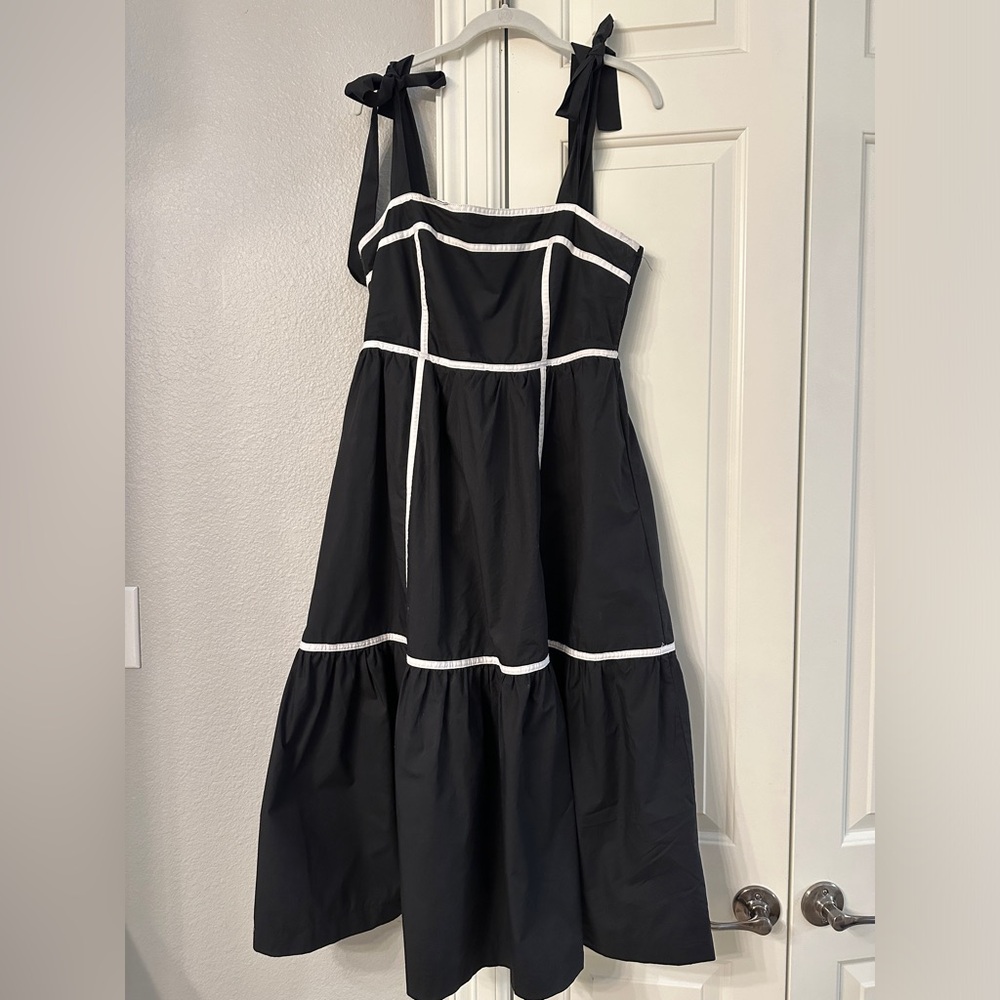 &Merci Tie Strap Midi Dress - Black and White